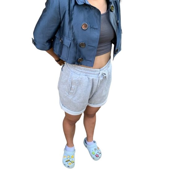 RARE 2007 Silk Cropped Burberry Jacket Size 6 Blue - Picture 6 of 16